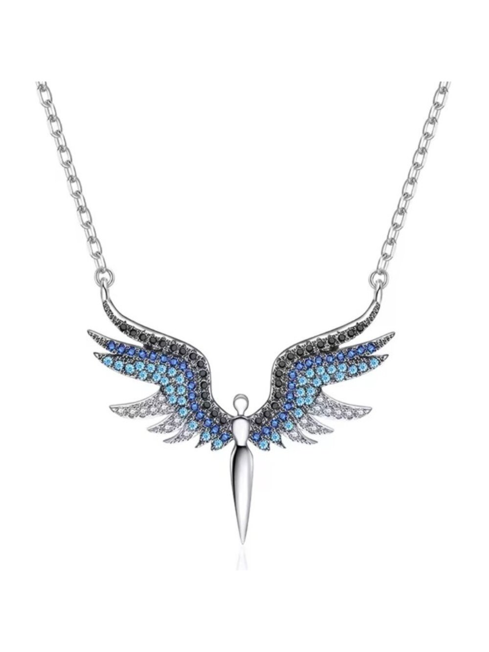 Blue Angel Wings Stainless Steel Waterproof Necklace